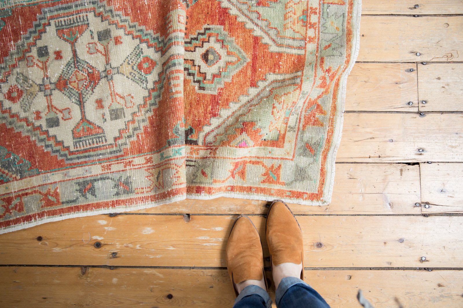 Vintage Distressed Oushak Rug Runner