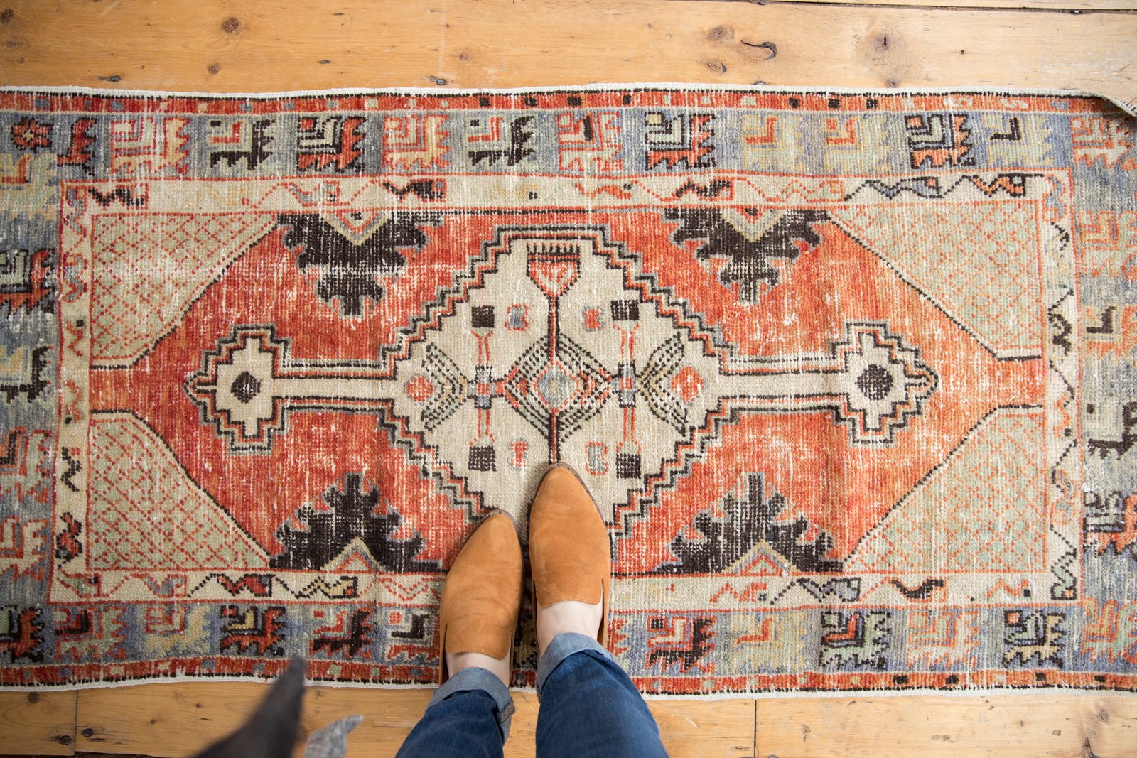 Vintage Distressed Oushak Rug Runner