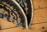 Reverse of hand-knotted Chinese Art Deco rug, showing foundation, overcasting, light tatter.