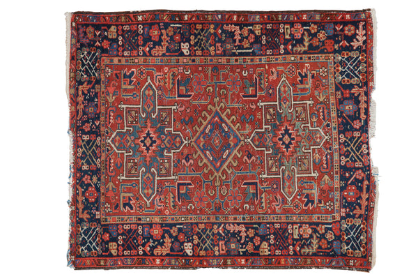 3.5x4.5 Vintage Karaja Square Rug // ONH Item 5210