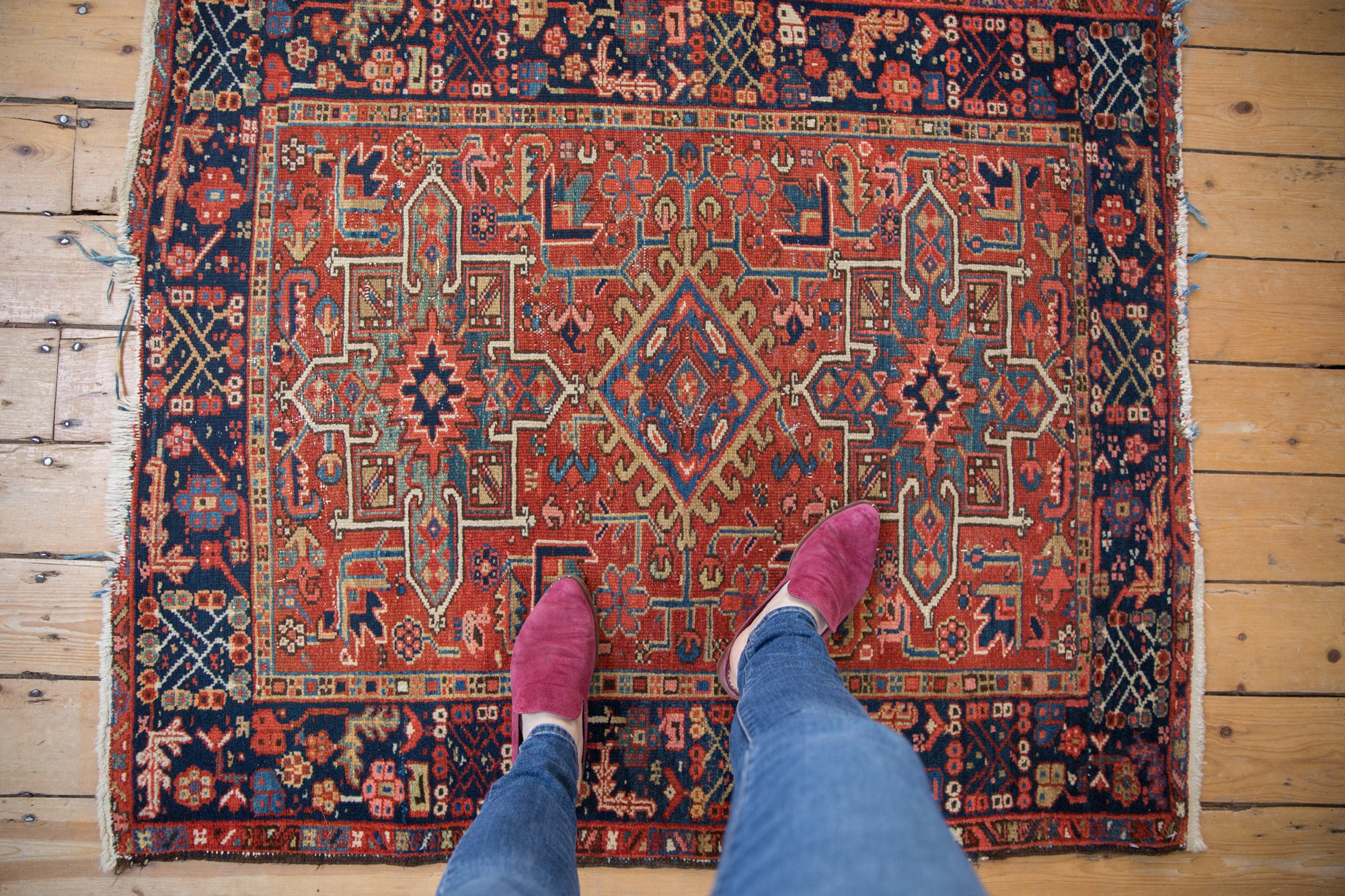 3.5x4.5 Vintage Karaja Square Rug // ONH Item 5210 Image 1