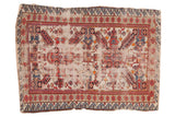 Antique Seichor rug with a rare ivory ground, double center medallion, and reciprocating wave border, 3'10