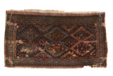 Antique Kurdish fragment rug, late 19th century, allover diamond pattern in deep jewel tones.