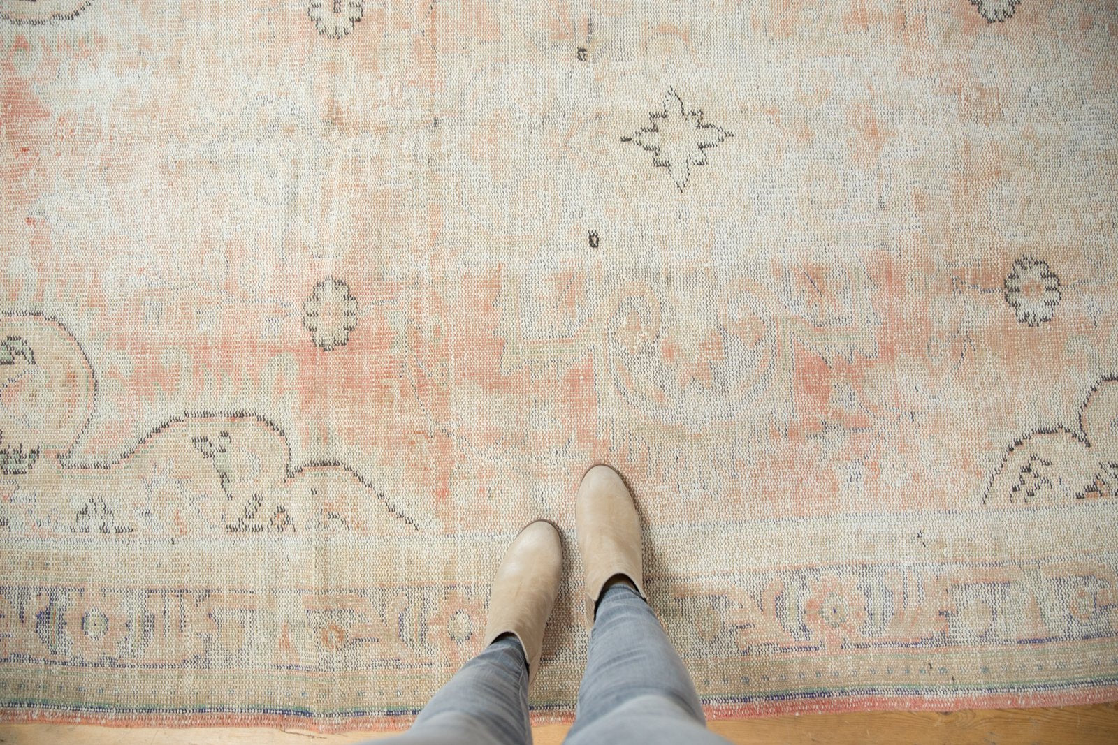 Vintage Distressed Oushak Carpet