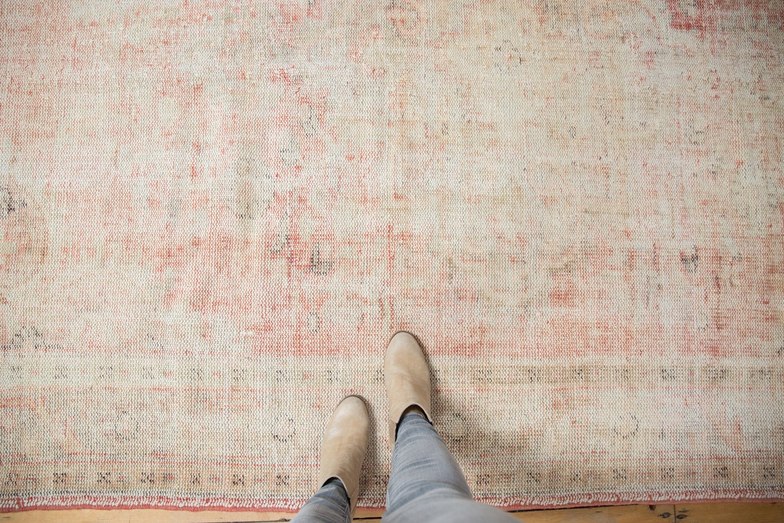 Vintage Distressed Oushak Carpet