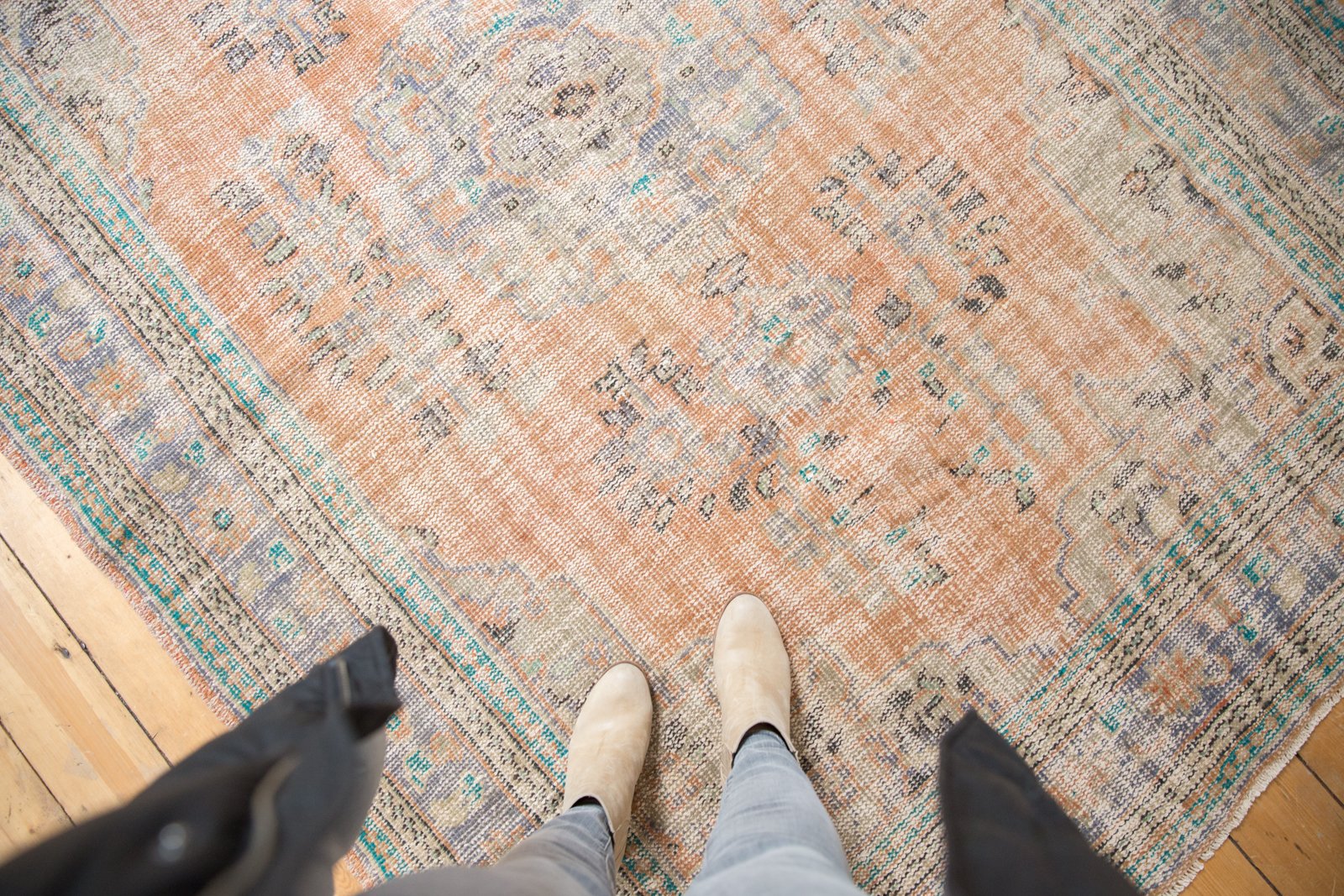 Vintage Distressed Oushak Carpet