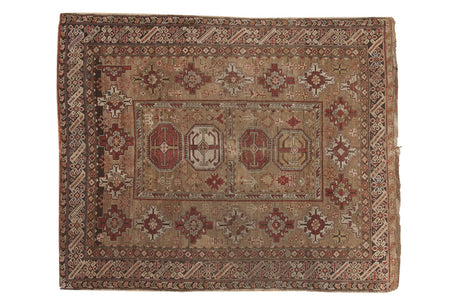 4x4.5 Antique Caucasian Square Rug // ONH Item 5266