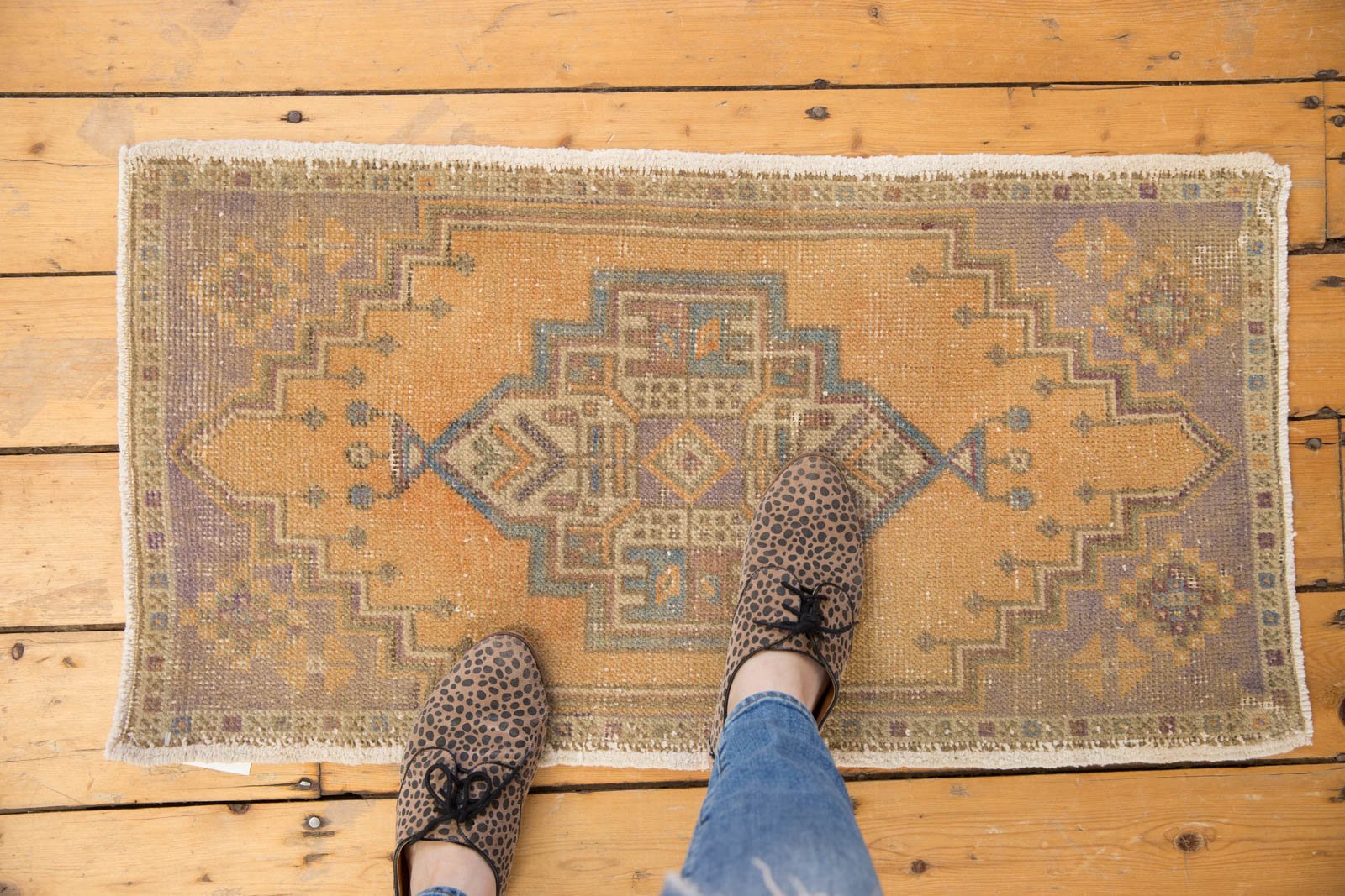 Vintage Distressed Oushak Rug Mat