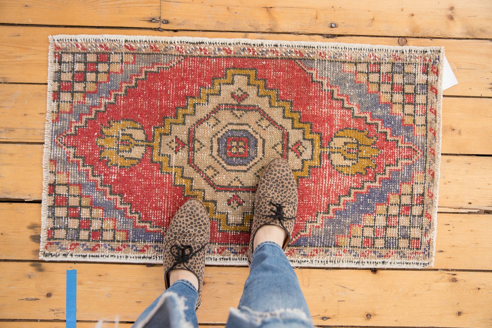 Vintage Distressed Oushak Rug Mat