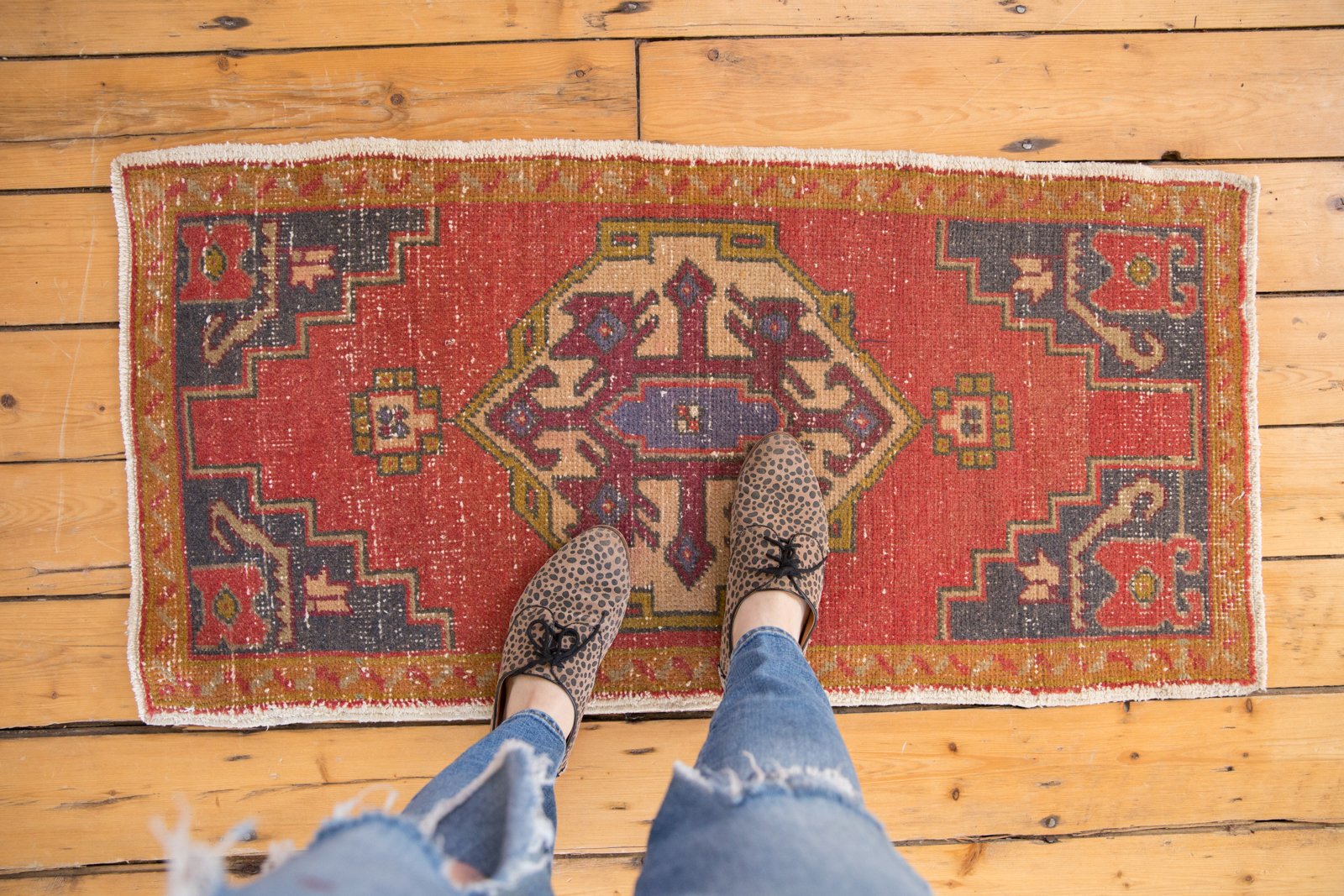 Vintage Distressed Oushak Rug Runner