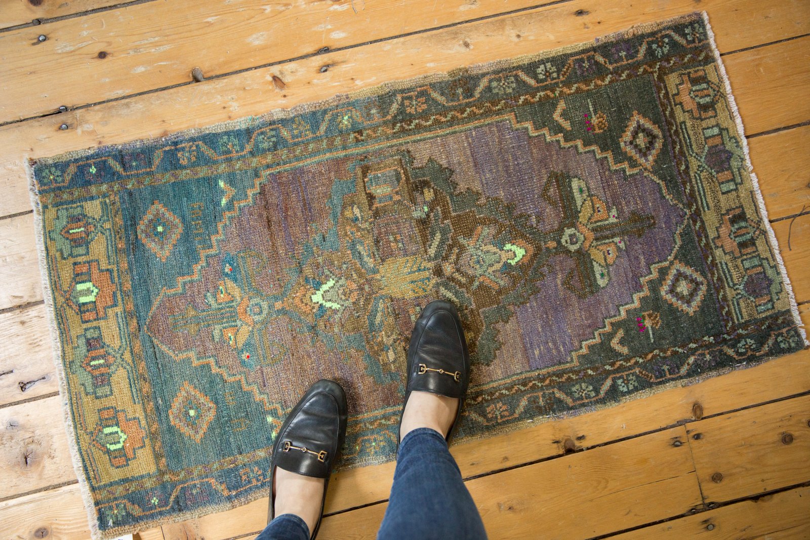 Vintage Distressed Oushak Rug Runner