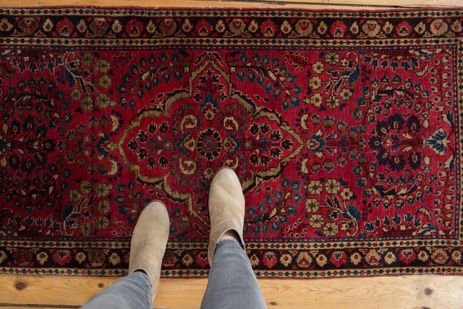 Vintage German Sarouk Rug Runner