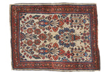 Vintage American Sarouk rug with ivory ground, unidirectional tree-of-life motif, low pile.