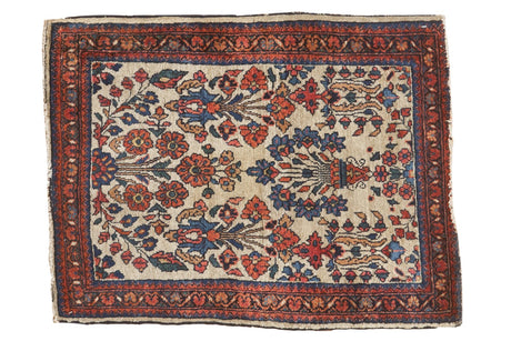 Vintage American Sarouk Square Rug Mat