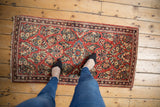 Sarouk runner with cherry red field, floral bouquets forming a suggested medallion.