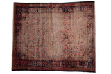 Hand-knotted Persian Lilihan rug, intricate allover dusty red, navy, gold, mostly even wear.