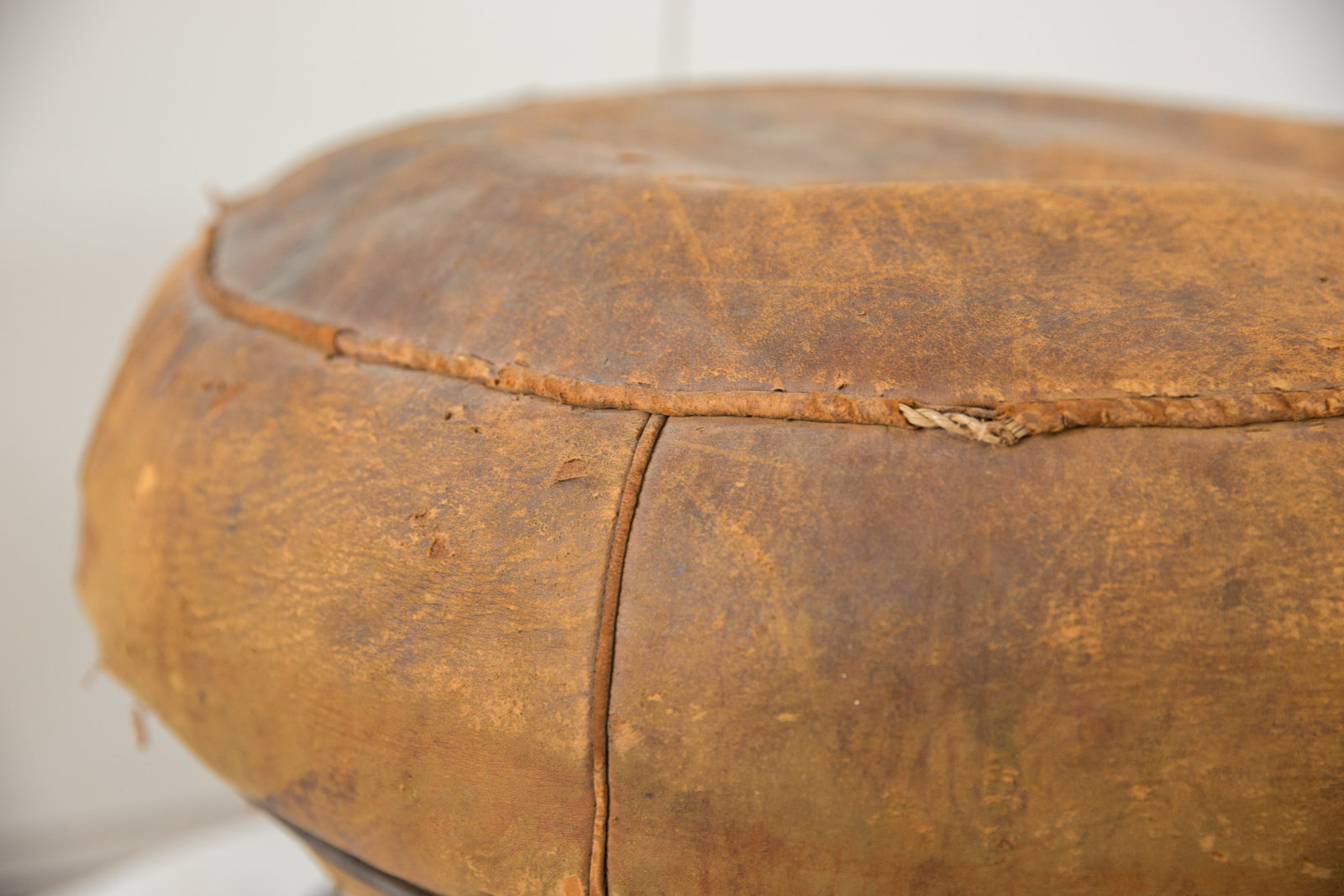 Vintage Mid Century Modern Leather Pouf Eames Style Base // ONH Item 5410 Image 1