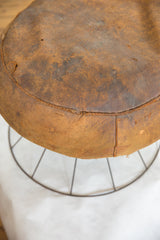 Vintage Mid Century Modern Leather Pouf Eames Style Base // ONH Item 5410 Image 4