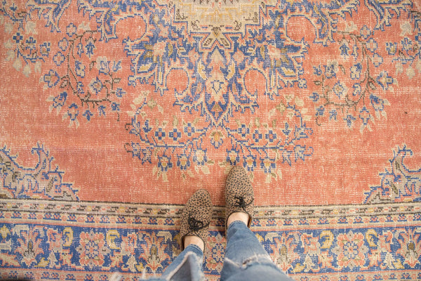 Vintage Distressed Oushak Carpet