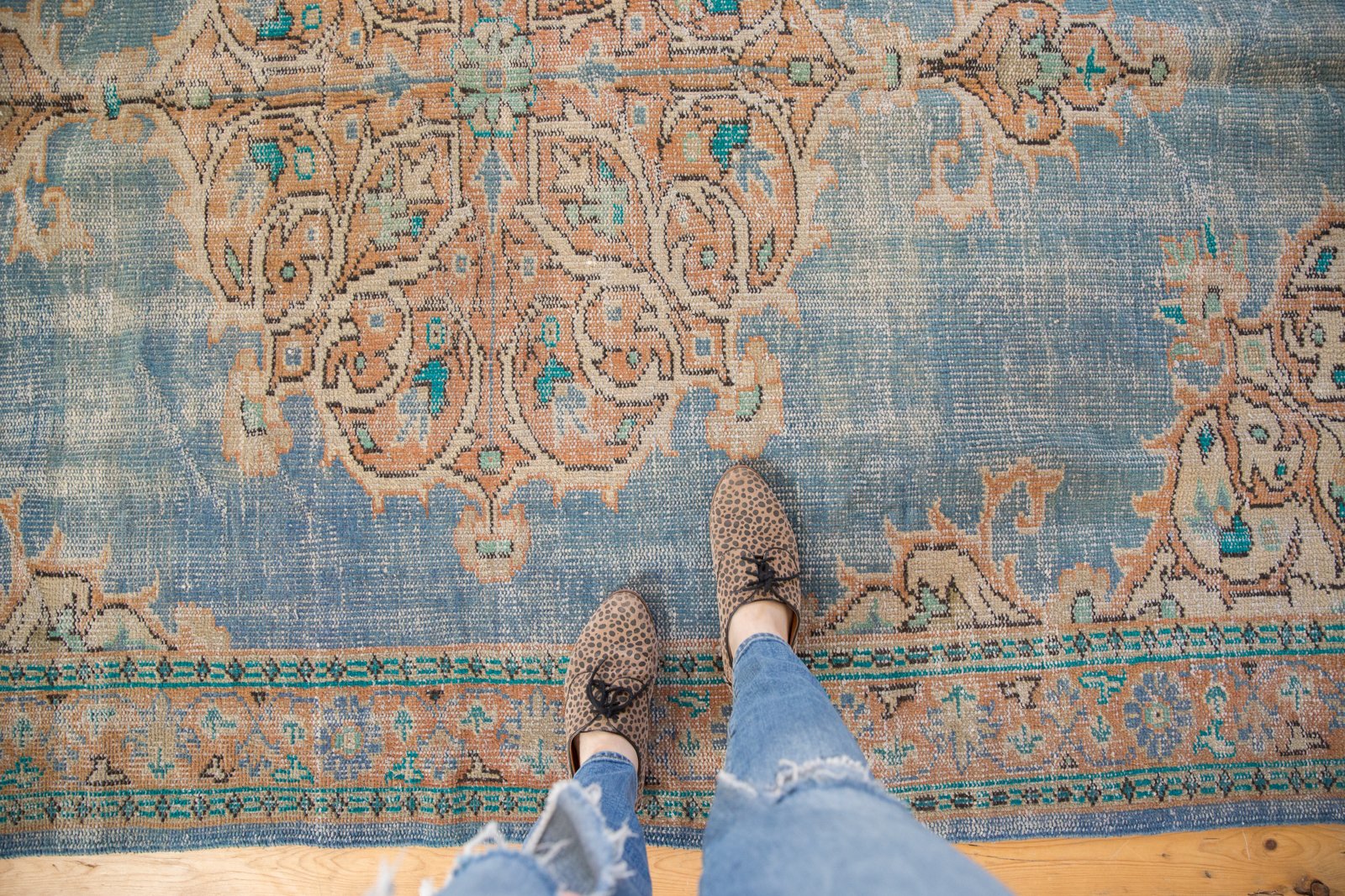 Vintage Distressed Oushak Carpet