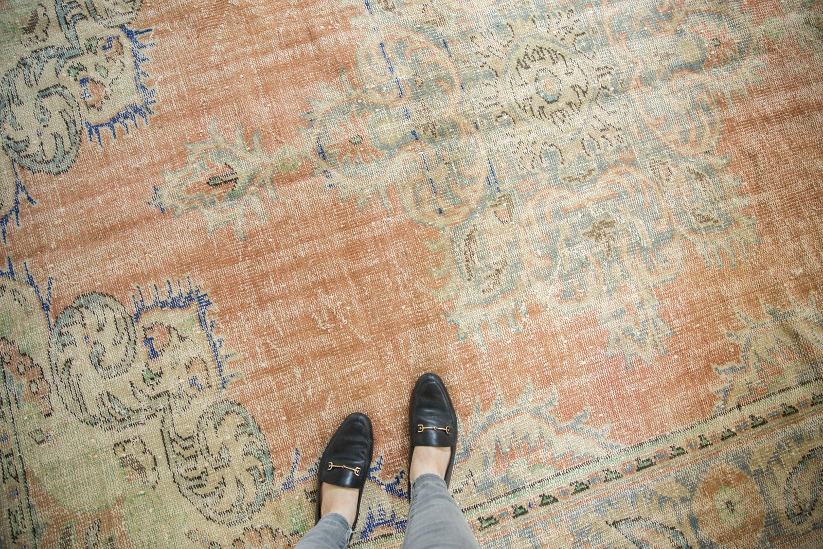  Vintage Distressed Oushak Carpet / Item 5433 image 2