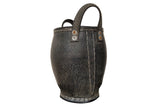 Dark gray recycled rubber basket planter with textured tire tread and handles.