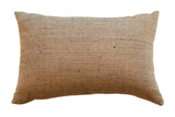 Reclaimed Black and Jute Pillow with fine woven horizontal dash pattern, 11x17 inches.