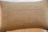Close-up of the black and jute woven fabric texture featuring a fine grid pattern.