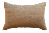 Black and jute rectangular pillow with a dense, textured horizontal line pattern, 11x17 inches.