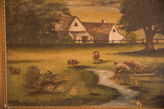 Sheep Grazing Antique Painting // ONH Item 5451 Image 2
