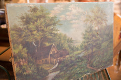 Cottage Scene Antique Painting