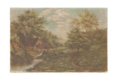 Cottage Scene Antique Painting