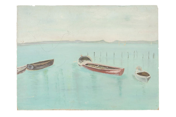 Double Sided Vintage Sailboat Painting