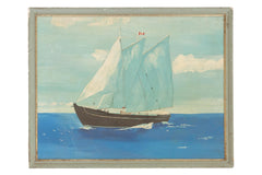 Vintage 1950s Painting on Wood of Norma and Gladys Boat