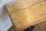 Distressed reclaimed wooden tabletop, soft sage cream paint and texture.