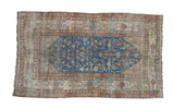 Vintage Persian Malayer carpet featuring a sapphire blue hexagonal medallion and geometric floral motifs. 5'4