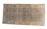 Early 20th century Persian Malayer carpet with faded navy and warm beige allover floral geometric design, 5'4