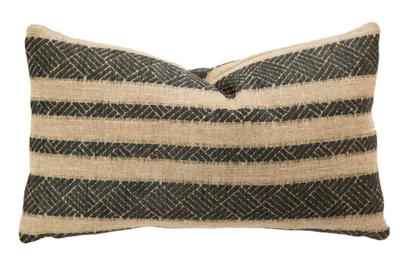 12x20 Reclaimed Remnant Onyx Black and Natural Pillow