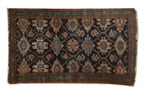 Vintage Lilihan rug with Veramin lattice floral design in deep blues, blush, and bronze, 2.5x4.