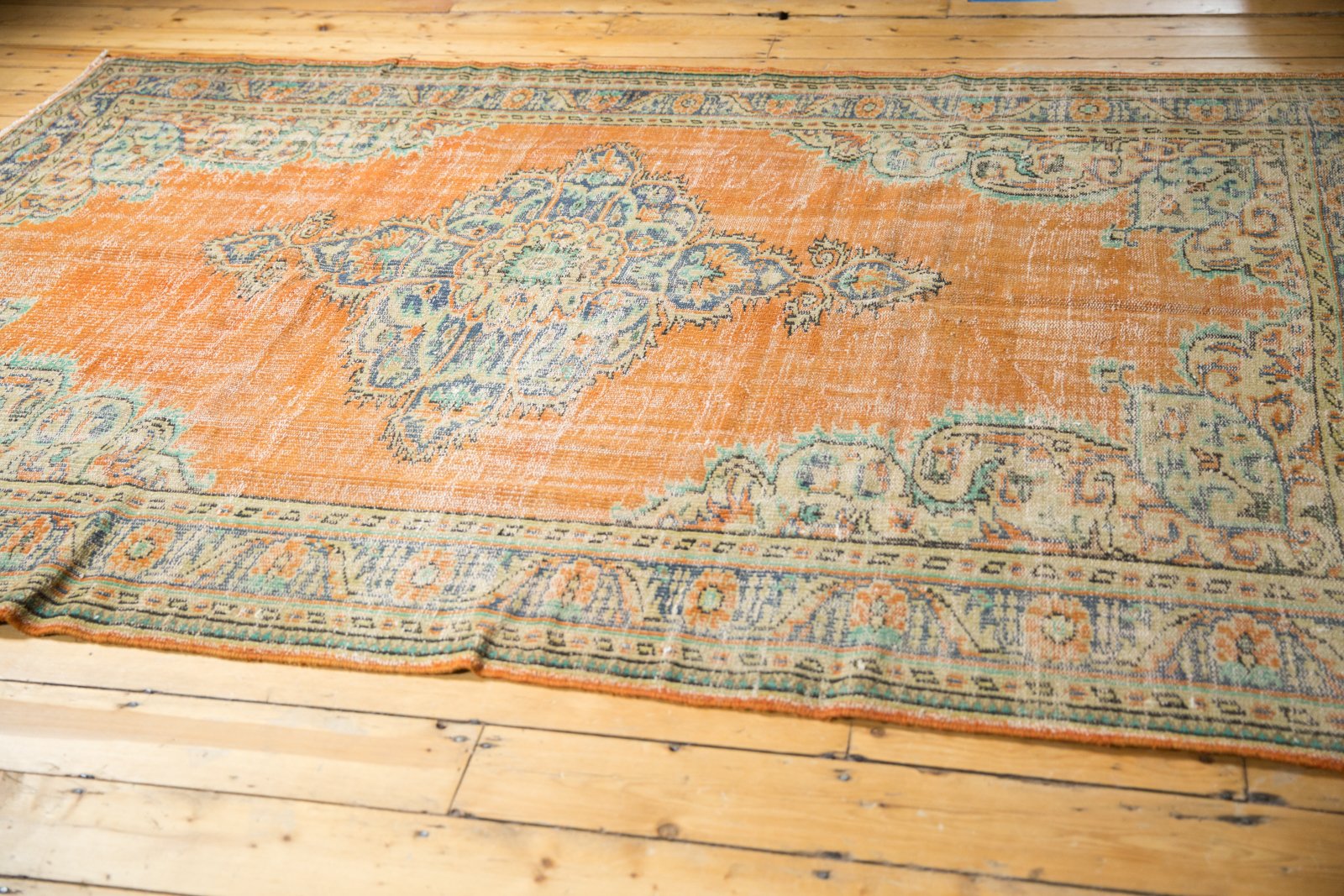  Vintage Distressed Oushak Carpet / Item 5498 image 2