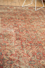 Allover Herati motif on vintage Persian Mahal rug pile, with cherry red and antique ivory.