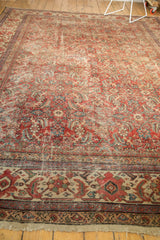 Mahal carpet border detail, Herati motif in cherry red, antique ivory, showing even wear.