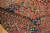Antique Ersari carpet: original quad-cord selvage, secured overcast ends, cochineal red, cobalt blue.