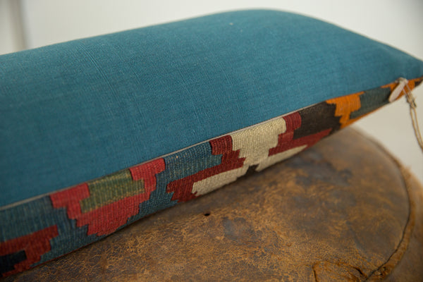 Antique Kilim Rug Fragment Lumbar Pillow // ONH Item 5526 Image 4