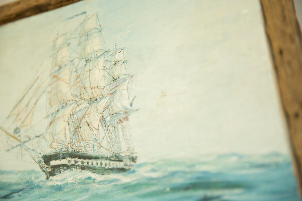 Ship Painting with Wormwood Frame