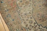 Antique Farahan Sarouk rug detail, intricate floral patterns, mostly even pile wear revealing foundation.