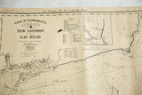 Aged Eldridge's New London to Gay Head map, circa 1920, showing water stains.