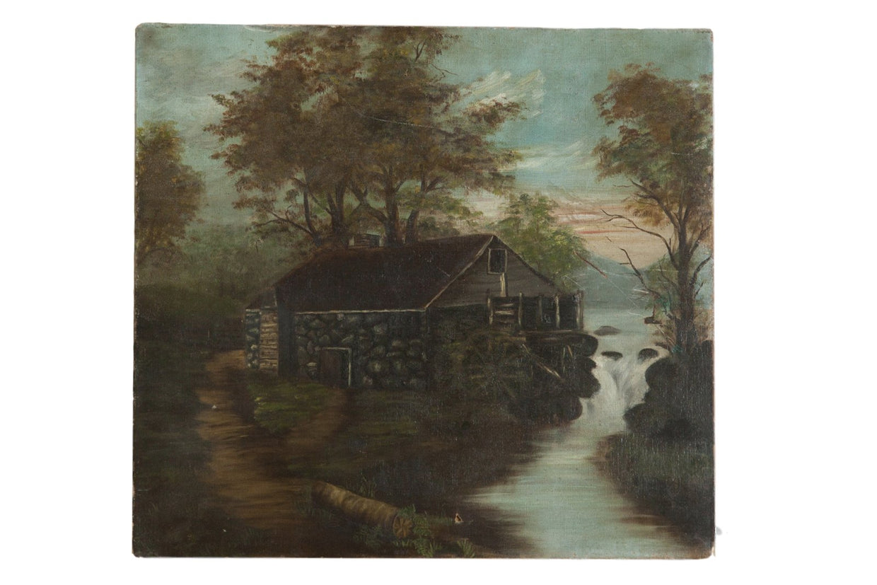 Vintage Cottage Scene Painting 