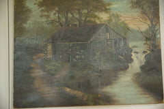 Vintage Cottage Scene Painting 