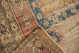 Antique Caucasian runner corner, displaying plain woven foundation and geometric pile.